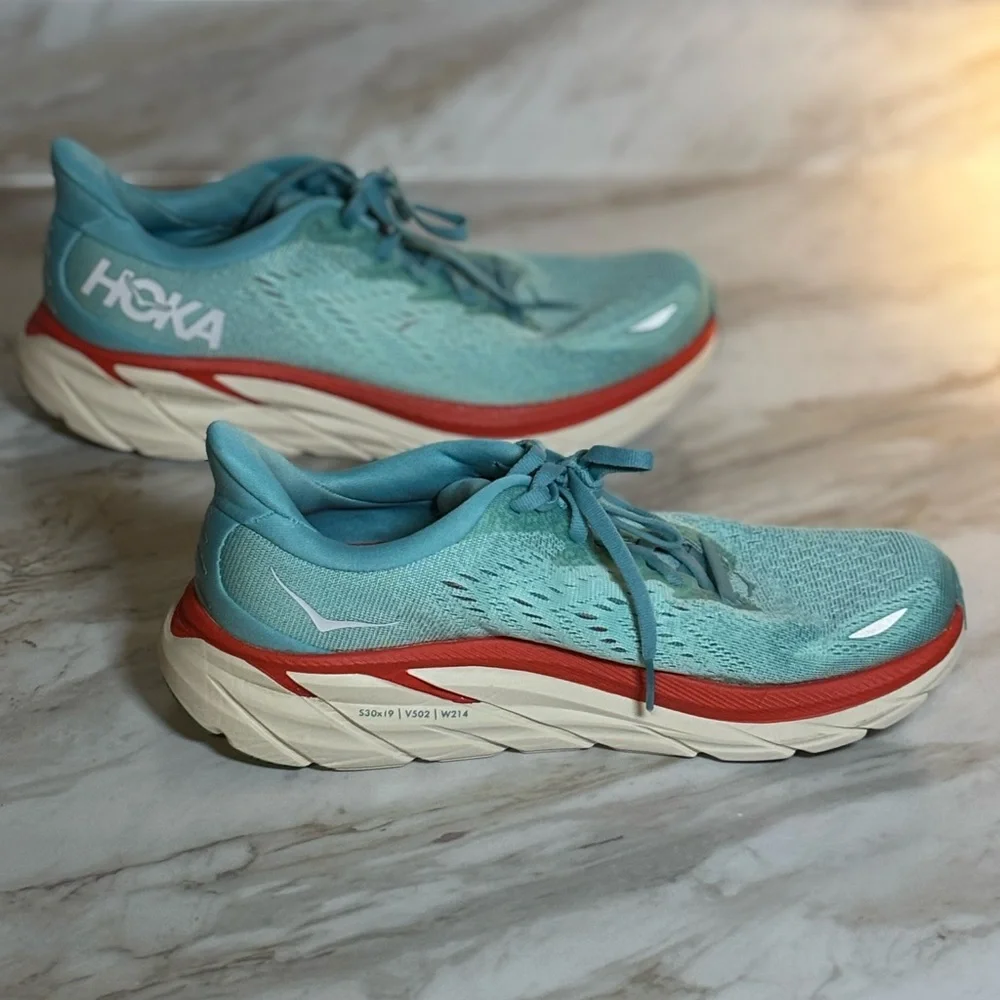 Hoka Clifton 8 Women’s Running Shoes Aqua Blue Size 7.5 - Picture 2 of 9